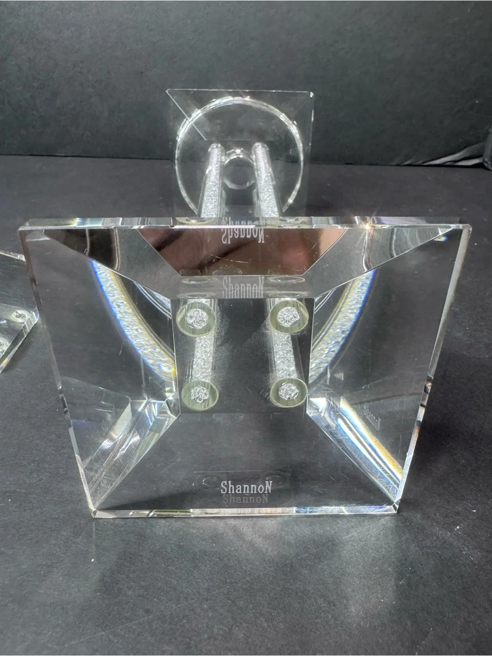 Shannon Crystal Candle Holders Set of 2 Rhinestone Square 7” & 9”